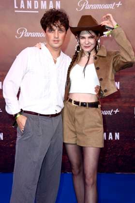 Leo Mahalo and Klaudia Giez at the European premiere of season 2 of the Paramount series Landman at Zoo Palast Berlin, 14 11 2025 Foto:xN.xKubelkax xFuturexImagex landman_berlin_5125