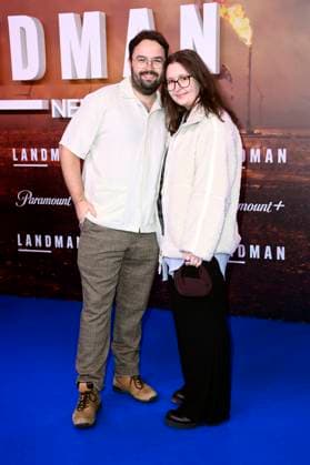 David Brückner and girlfriend Jennifer Trommer at the European premiere of season 2 of the Paramount series Landman at Zoo Palast Berlin, 14 11 2025 Foto:xN.xKubelkax xFuturexImagex landman_berlin_5132