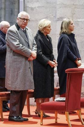 Prince Laurent of Belgium, Princess Astrid of Belgium and Princess Claire of Belgium pictured during the Te Deum mass, on the occasion of the King s Feast, at the Saint Michael and St Gudula Cathedral (Cathedrale Saints Michel et Gudule Sint-Michiels- en Sint-Goedelekathedraal) in Brussels on Saturday 15 November 2025.  NICOLASxMAETERLINCK 141732484