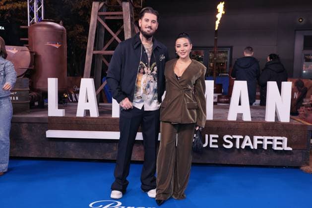 14 11 2025 , Mike Heiter and Leyla Lahouar at the European premiere of Landman season 2, Zoo Palast, Berlin, Berlin