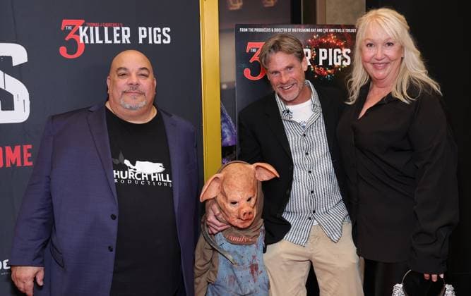 AFM Special Screening of THE 3 KILLER PIGS 14 November 2025 . Los Angeles, California - Thomas J. Churchill, William McNamara, Aleksandra Zorich Hunt, At AFM Special Screening of THE 3 KILLER PIGS held at AMC Century City 15 in Los Angeles., Credit:Sadou Faye Avalon United States, CA, Los Angeles, AMC Century City 15  Copyright: xSadouxFayex xAvalonx 1052549860