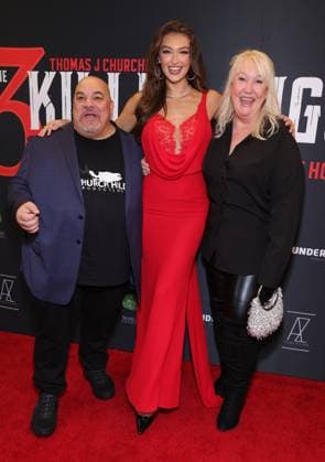 AFM Special Screening of THE 3 KILLER PIGS 14 November 2025 . Los Angeles, California - Thomas J. Churchill, Rachel Pizzolato, Aleksandra Zorich Hunt, At AFM Special Screening of THE 3 KILLER PIGS held at AMC Century City 15 in Los Angeles., Credit:Sadou Faye Avalon United States, CA, Los Angeles, AMC Century City 15  Copyright: xSadouxFayex xAvalonx 1052549976