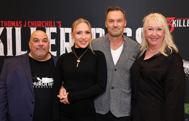 AFM Special Screening of THE 3 KILLER PIGS 14 November 2025 . Los Angeles, California - Thomas J. Churchill, Sharna Burgess, Brian Austin Green, Aleksandra Zorich Hunt, At AFM Special Screening of THE 3 KILLER PIGS held at AMC Century City 15 in Los Angeles., Credit:Sadou Faye Avalon United States, CA, Los Angeles, AMC Century City 15  Copyright: xSadouxFayex xAvalonx 1052549435