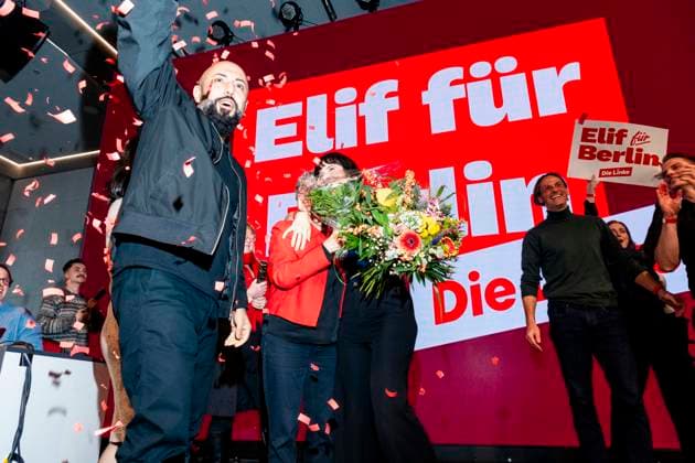 2 Conference of the Left Party Berlin Elif Eralp, top candidate of the Left Party, celebrates on stage during the second conference of the 10th state party conference of the Left Party Berlin on November 15, 2025 Copyright: xEVENTPRESSxJeremyxKnowlesx