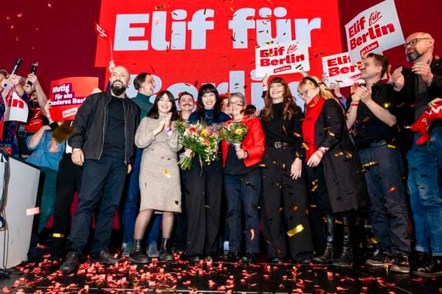 2 Conference of the Left Party Berlin Elif Eralp, top candidate of the Left Party, celebrates on stage during the second conference of the 10th state party conference of the Left Party Berlin on November 15, 2025 Copyright: xEVENTPRESSxJeremyxKnowlesx