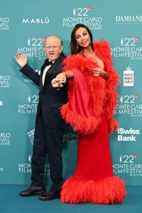 Monte Carlo, 22nd Monte-Carlo Film Festival De La Comédie. Red carpet awards ceremony. Pictured: Massimo Boldi, Madalina Ghenea  Copyright: xManuelexMangiarottix xipa-agency.netx xComix xMangiarottix IPA_Agency_IPA68006364