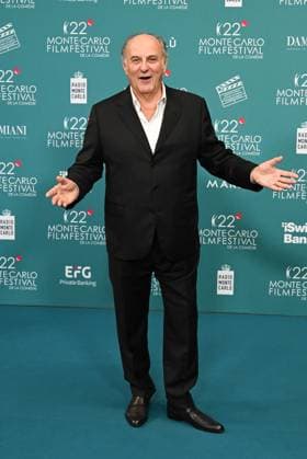 Monk, Italy: Monte Carlo, 22nd Monte-Carlo Film Festival De La ComÃ die. Red carpet awards ceremony. Pictured: Gerry Scotti, Gabriella Perino Monk Italy  - ZUMAp169 20251115_zea_p169_662 Copyright: xManuelexMangiarottix
