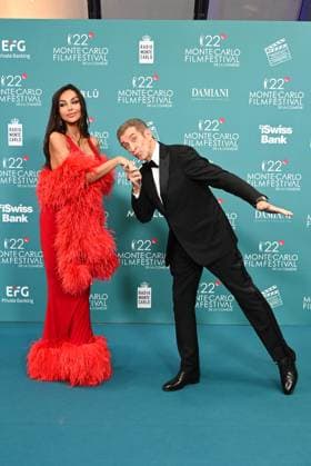 Monk, Italy: Monte Carlo, 22nd Monte-Carlo Film Festival De La ComÃ die. Red carpet awards ceremony. Pictured: Madalina Ghenea, Ezio Greggio Monk Italy  - ZUMAp169 20251115_zea_p169_790 Copyright: xManuelexMangiarottix
