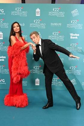 Monk, Italy: Monte Carlo, 22nd Monte-Carlo Film Festival De La ComÃ die. Red carpet awards ceremony. Pictured: Madalina Ghenea, Ezio Greggio Monk Italy  - ZUMAp169 20251115_zea_p169_1000 Copyright: xManuelexMangiarottix