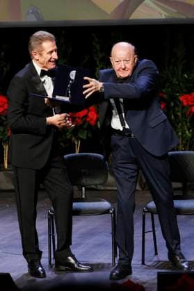 22nd Monte Carlo Film Festival - Awards Gala Night Massimo Boldi receives the Career Award from Elisabetta Gregoraci and Ezio Greggio during the awards gala night held at Grimaldi Forum during 22nd Monte Carlo Film Festival on November 15, 2025 in Monte Carlo, Monaco. Photo Marco Piovanotto ABACAPRESS.COM Monte Carlo Monaco  Copyright: xPiovanottoxMarco ABACAx