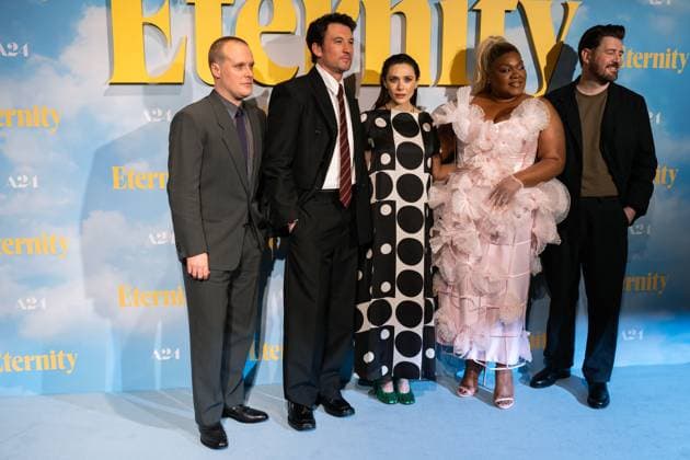Eternity Premiere - London John Early, US actor Miles Teller, US actor Elizabeth Olsen, US actor Da Vine Joy Randolph and Irish film director David Freyne attends the Eternity UK Premiere at The Cinema In The Power Station, London, UK on November 17, 2025. Photo by LounisPhotography ABACAPRESS.COM London United Kingdom  Copyright: xLounisPhotography ABACAx
