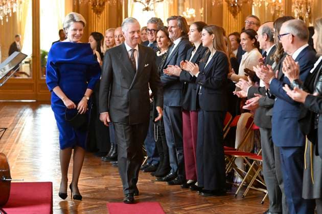 King And Queen Grant New Honorary Titles BRUSSELS, BELGIUM - NOVEMBER 18 : King Philippe and Queen Mathilde receive the persons who have been granted a noble title or an honorary distinction for their achievements in their respective fields. This ceremony takes place at the Royal Palace in Brussels..on November 18, 2025 in Brussels, Belgium, 18 11 2025 Brussels Belgium  Copyright: xBertxVanxDenxBrouckex