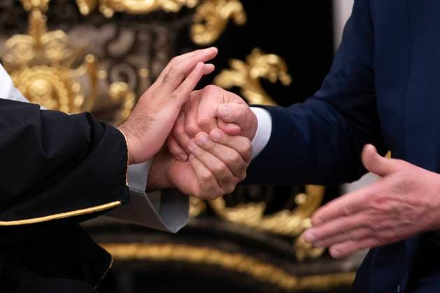 President Donald Trump shakes hands with Saudi Arabia s Crown Prince Mohammed bin Salman during a bi-lateral meeting in the Oval Office at the White House in Washington DC on Tuesday, November 18. 2025. The two leaders are expected to discuss defense, nuclear power, technology, and Israel during the visit. WAX20251118831 NATHANxHOWARD