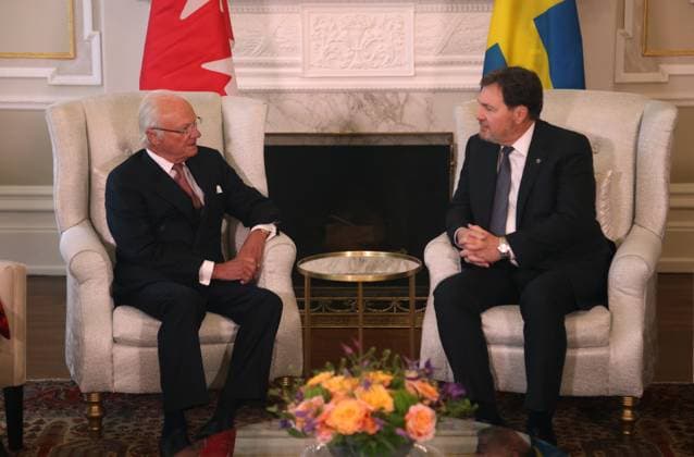 November 18, 2025, Ottawa, On, CANADA: Sweden s King Carl Gustaf, Queen Silvia and Deputy of the Governor General and Chief Justice of Canada Richard Wagner meet at Rideau Hall in Ottawa, Tuesday, Nov. 18, 2025. Ottawa CANADA  - ZUMAc35_ 20251118_zaf_c35_068 Copyright: xPatrickxDoylex