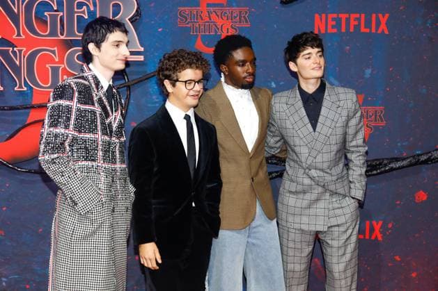 Premiere of Stranger Things season 5 in Berlin Berlin, 18 11 2025 Finn Wolfhard, Gaten Matarazzo, Caleb McLaughlin and Noah Schnapp at the premiere of Stranger Things season 5 in Berlin Berlin Copyright: xMatthiasxGränzdörferx