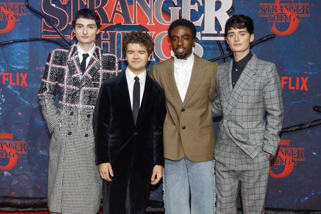 Premiere of Stranger Things season 5 in Berlin Berlin, 18 11 2025 Finn Wolfhard, Gaten Matarazzo, Caleb McLaughlin and Noah Schnapp at the premiere of Stranger Things season 5 in Berlin Berlin Copyright: xMatthiasxGränzdörferx