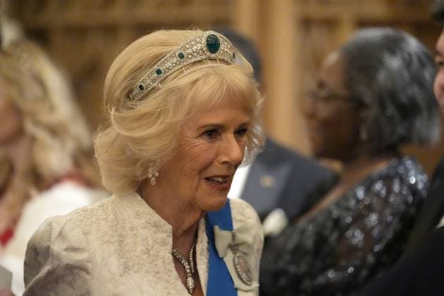 Diplomatic Corps reception at Windsor Castle, UK, 18 November 2025 Queen Camilla during the Diplomatic Corps reception at Windsor Castle, Berkshire. Picture date: Tuesday November 18, 2025., Credit:Andrew Matthews Avalon UK, London  Copyright: xAndrewxMatthewsx xAvalonx 1053184825