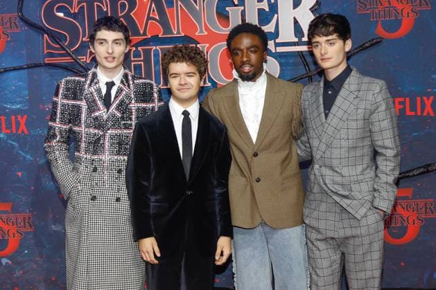 Premiere of Stranger Things season 5 in Berlin Berlin, 18 11 2025 Finn Wolfhard, Gaten Matarazzo, Caleb McLaughlin and Noah Schnapp at the premiere of Stranger Things season 5 in Berlin Berlin Copyright: xMatthiasxGränzdörferx