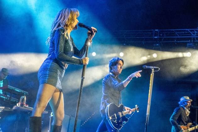 Roxette celebrate their first concert in Germany for almost nine years at the Quarterback Immobilien Arena in Leipzig Per Gessle and singer Lena Philipsson perform the biggest hits in the bands history, incl