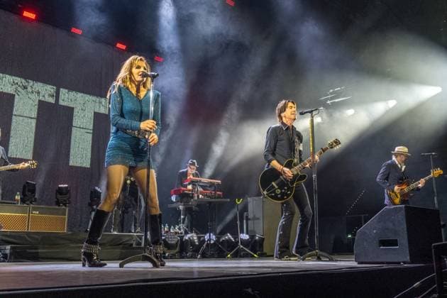 Roxette celebrate their first concert in Germany for almost nine years at the Quarterback Immobilien Arena in Leipzig Per Gessle and singer Lena Philipsson perform the biggest hits in the bands history, incl