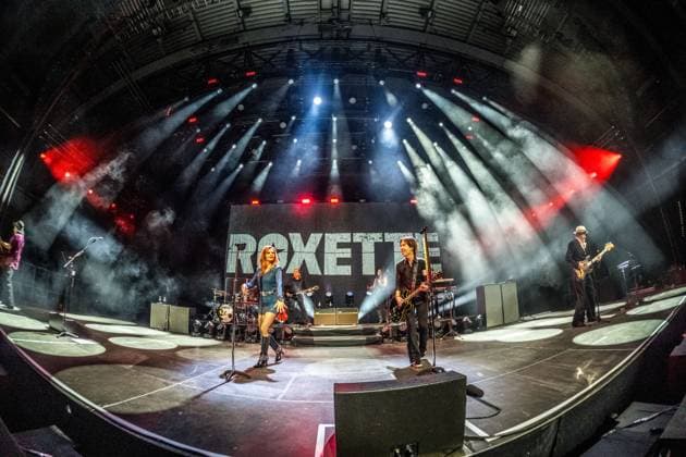 Roxette celebrate their first concert in Germany for almost nine years at the Quarterback Immobilien Arena in Leipzig Per Gessle and singer Lena Philipsson perform the biggest hits in the bands history, incl
