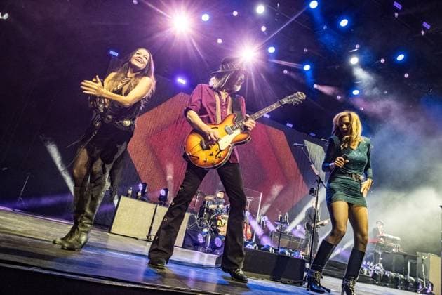 Roxette celebrate their first concert in Germany for almost nine years at the Quarterback Immobilien Arena in Leipzig Per Gessle and singer Lena Philipsson perform the biggest hits in the bands history, incl
