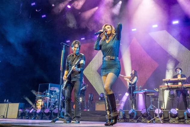 Roxette celebrate their first concert in Germany for almost nine years at the Quarterback Immobilien Arena in Leipzig Per Gessle and singer Lena Philipsson perform the biggest hits in the bands history, incl