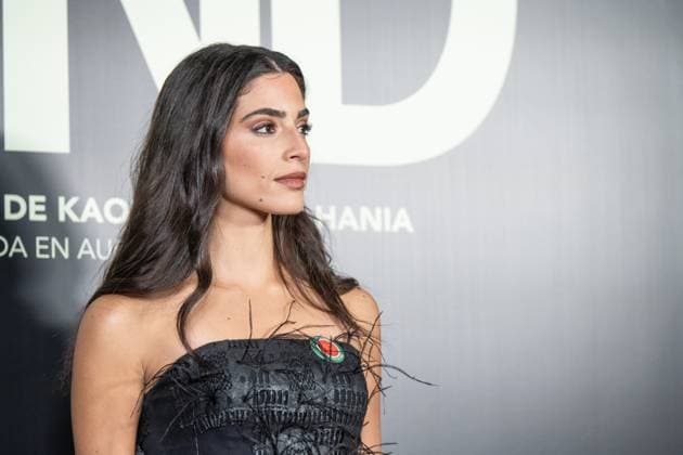 November 18, 2025, Madrid, Spain: Saja Kilani poses during the premiere for the film La Voz de Hind , at the Palacio de la Prensa, in Madrid. Madrid Spain - ZUMAs197 20251118_aab_s197_033 Copyright: xAtilanoxGarciax