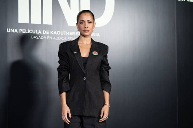 November 18, 2025, Madrid, Spain: Actress Hiba Abouk poses during the premiere for the film La Voz de Hind , at the Palacio de la Prensa, in Madrid. Madrid Spain - ZUMAs197 20251118_aab_s197_049 Copyright: xAtilanoxGarciax