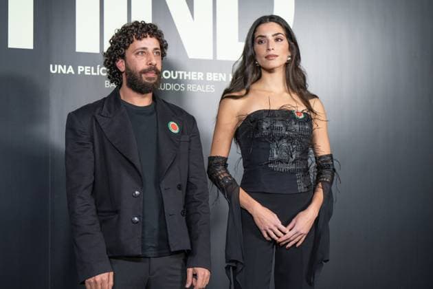 November 18, 2025, Madrid, Spain: Motaz Malhees and Saja Kilani poses during the premiere for the film La Voz de Hind , at the Palacio de la Prensa, in Madrid. Madrid Spain - ZUMAs197 20251118_aab_s197_051 Copyright: xAtilanoxGarciax