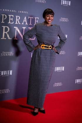 November 18, 2025, London, United Kingdom: Sarah Mulindwa attends the London Premiere of Desperate Journey at Odeon Luxe Leicester Square. London United Kingdom - ZUMAs197 20251118_aaa_s197_234 Copyright: xLoredanaxSangiulianox