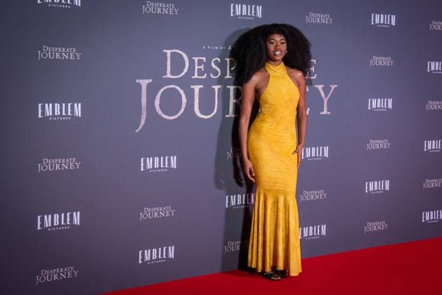 November 18, 2025, London, United Kingdom: Athena Gilbert attends the London Premiere of Desperate Journey at Odeon Luxe Leicester Square. London United Kingdom - ZUMAs197 20251118_aaa_s197_243 Copyright: xLoredanaxSangiulianox