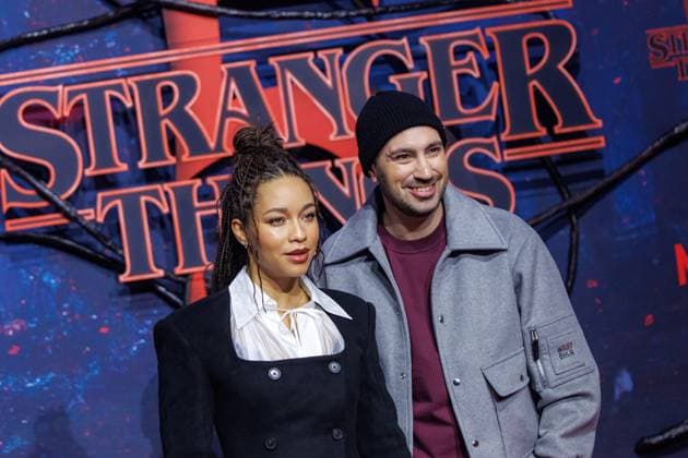 Stranger Things 5 fan event Jenny Augusta and Dominik Porschen at the Netflix Stranger Things season 5 fan event at Tempelhof Airport Hangar 7 on 18 11 2025 in Berlin Copyright: xEventpressxKochanx