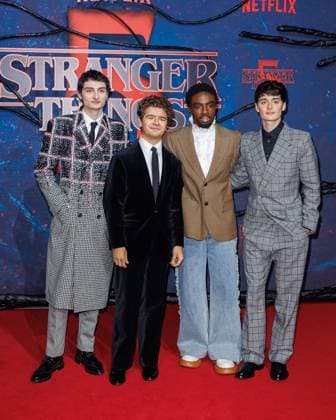 Stranger Things 5 fan event Finn Wolfhard, Gaten Matarazzo, Caleb McLaughlin and Noah Schnapp at the Netflix Stranger Things season 5 fan event at Tempelhof Airport Hangar 7 on 18 11 2025 in Berlin Copyright: xEventpressxKochanx