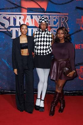 Stranger Things 5 fan event Maureen Adim, Toni Dreher Adenuga and Temi Dreher at the Netflix Stranger Things season 5 fan event at Tempelhof Airport Hangar 7 on 18 11 2025 in Berlin Copyright: xEventpressxKochanx