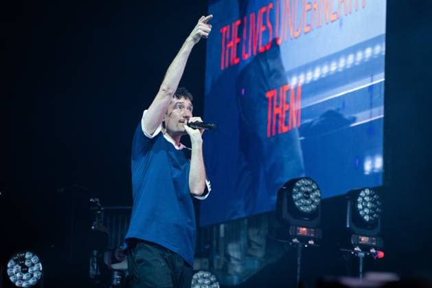 November 18, 2025, London, United Kingdom: Dan Smith of Bastille seen performing live on stage during their UK tour. Bastille Performed at London O2 Arena UK as the last night of their From All Sides Songs from the First 15 years, UK Tour on 18th November 2025.Bastille are Dan Smith, Will Farquarson, Kyle Simmons and Chris Wood, The Band Bastille was also joined by guest touring musicians. London United Kingdom - ZUMAs197 20251118_aaa_s197_452 Copyright: xBonniexBritainx