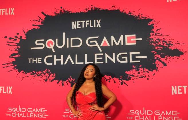 November 18, 2025, Hollywood, California, USA: Perla Figueroa on the red carpet of the Netflix Squid Game: The Challenge Finale on Tuesday, November 18, 2025 at the Egyptian Theatre in Hollywood, California. JAVIER ROJAS PI Hollywood USA - ZUMAp124 20251118_zaa_p124_019 Copyright: xJavierxRojasx