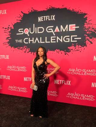 November 18, 2025, Hollywood, California, USA: Dejah Graham on the red carpet of the Netflix Squid Game: The Challenge Finale on Tuesday, November 18, 2025 at the Egyptian Theatre in Hollywood, California. JAVIER ROJAS PI Hollywood USA - ZUMAp124 20251118_zaa_p124_028 Copyright: xJavierxRojasx