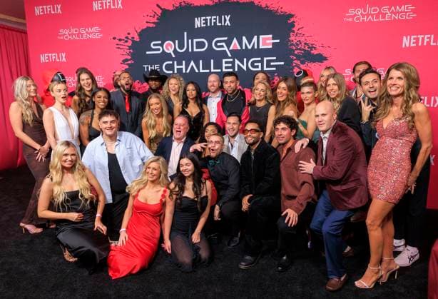 November 18, 2025, Hollywood, California, USA: Finalist and Players pose on the red carpet of the Netflix Squid Game: The Challenge Finale on Tuesday, November 18, 2025 at the Egyptian Theatre in Los Angeles, California. JAVIER ROJAS PI Hollywood USA - ZUMAp124 20251118_zaa_p124_049 Copyright: xJavierxRojasx