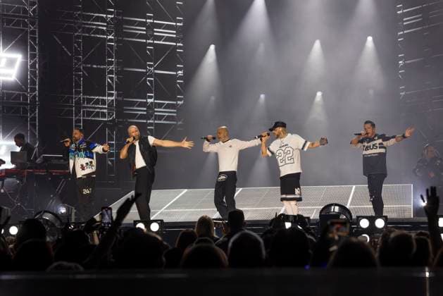 Five perform at Co-Op Live Boyband Five (5ive) performs as part of their Keep On Movin Tour at Co-Op Live, Manchester, England, 18th November 2025, Credit:Mike Gray Avalon  Copyright: xMikexGrayx xAvalonx 1053196271