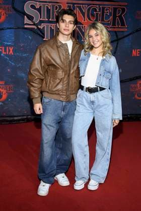 abb Noah Miguel Oechsle Rodriguez and Lara Sprengler as guests on the red carpet at the big fan event with red carpet screening of the Netflix series STRANGER THINGS 5 at Tempelhof Airport on 18 11 2025 in Berlin Berlin Germany