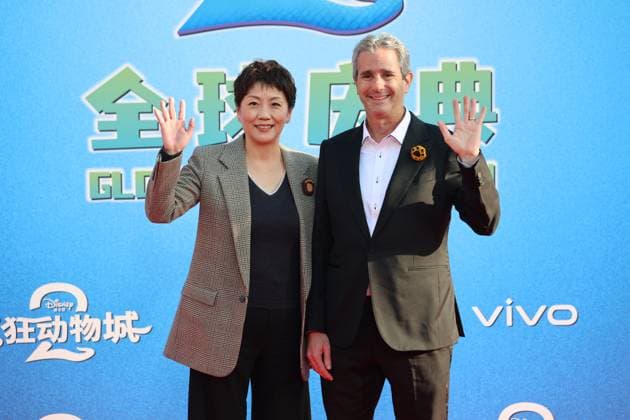 SHANGHAI, CHINA - NOVEMBER 18: General Manager of Shanghai Disney Resort Andrew Bolstein (R) arrives at the red carpet for Zootopia 2 global celebration at Shanghai Disneyland on November 18, 2025 in Shanghai, China.  Copyright: xVCGx 111604674442