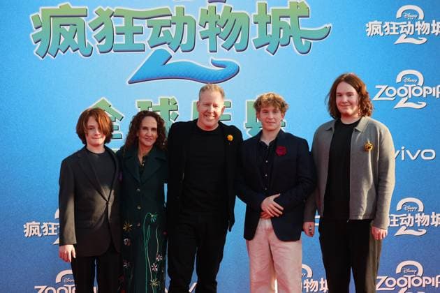 SHANGHAI, CHINA - NOVEMBER 18: Jared Bush (C), screenwriter and director of Zootopia 2 , arrives at the red carpet for Zootopia 2 global celebration at Shanghai Disneyland on November 18, 2025 in Shanghai, China.  Copyright: xVCGx 111604674443