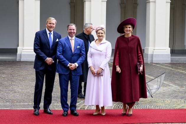 Den Haag, The Netherlands, 2025-11-19 11:50:42 THE HAGUE, 19-11-2025, Noordeinde Palace King Willem-Alexander and Queen Maxima receive Grand Duke Guillaume and Grand Duchess StÃ phanie of Luxembourg for a one-day visit with a lunch at Noordeinde Palace PHOTO: NLBeeld Patrick van Emst Credit: NL Beeld Patrick van Emst  Copyright: xx x