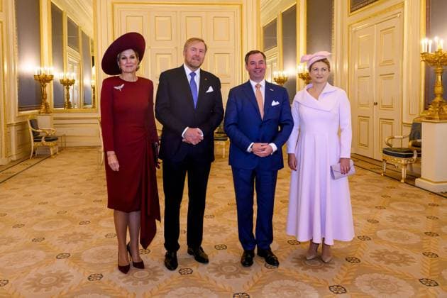 Den Haag, The Netherlands, 2025-11-19 11:57:33 THE HAGUE, 19-11-2025, Noordeinde Palace King Willem-Alexander and Queen Maxima receive Grand Duke Guillaume and Grand Duchess StÃ phanie of Luxembourg for a one-day visit with a lunch at Noordeinde Palace PHOTO: NLBeeld Patrick van Emst Credit: NL Beeld Patrick van Emst  Copyright: xx x