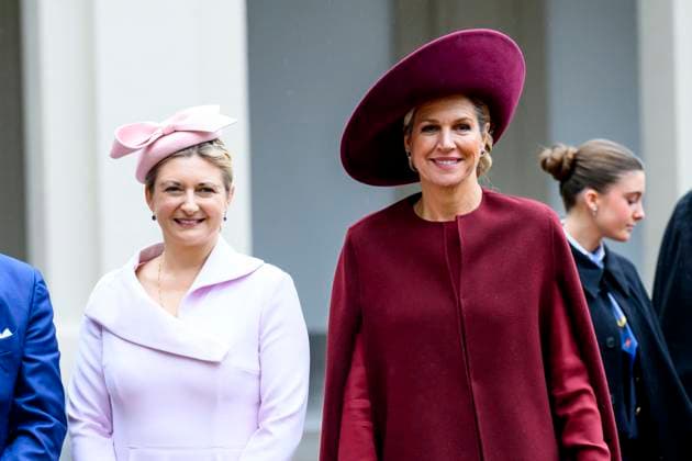 19-11-2025 Palace Queen Maxima and Grand Duchess Stephanie of Luxembourg at palace Noordeinde in The Hague. Â  Copyright: xPPEx