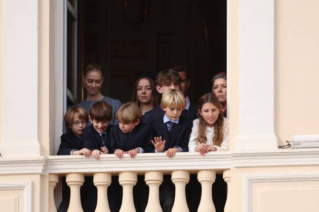 Balcony Palace during the Monaco National Day Celebrations NO TABLOIDS WEB & PRINT, BILDZEITUNG OUT, BILD.DE OUT, NO DAILY MAIL, NO DAILY MAIL GROUP, NO VOICI, NO CLOSER, NO PUBLIC Princess Charlotte, Princess Stephanie, Caroline, of Monaco,Andrea Casiraghi, Tatiana Santo Domingo ,Pierre Casiraghi, Beatrice Borromeo ,Louis Ducruet at the Balcony Palace during the Monaco National Day Celebrations, on November 19 TH 2025  Copyright: xFabricexChasseryx