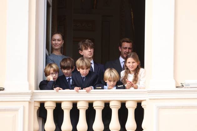 Balcony Palace during the Monaco National Day Celebrations NO TABLOIDS WEB & PRINT, BILDZEITUNG OUT, BILD.DE OUT, NO DAILY MAIL, NO DAILY MAIL GROUP, NO VOICI, NO CLOSER, NO PUBLIC Princess Charlotte, Princess Stephanie, Caroline, of Monaco,Andrea Casiraghi, Tatiana Santo Domingo ,Pierre Casiraghi, Beatrice Borromeo ,Louis Ducruet at the Balcony Palace during the Monaco National Day Celebrations, on November 19 TH 2025  Copyright: xFabricexChasseryx