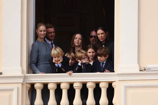 Balcony Palace during the Monaco National Day Celebrations NO TABLOIDS WEB & PRINT, BILDZEITUNG OUT, BILD.DE OUT, NO DAILY MAIL, NO DAILY MAIL GROUP, NO VOICI, NO CLOSER, NO PUBLIC Princess Charlotte, Princess Stephanie, Caroline, of Monaco,Andrea Casiraghi, Tatiana Santo Domingo ,Pierre Casiraghi, Beatrice Borromeo ,Louis Ducruet at the Balcony Palace during the Monaco National Day Celebrations, on November 19 TH 2025  Copyright: xFabricexChasseryx