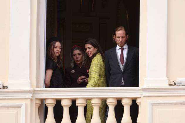 Balcony Palace during the Monaco National Day Celebrations NO TABLOIDS WEB & PRINT, BILDZEITUNG OUT, BILD.DE OUT, NO DAILY MAIL, NO DAILY MAIL GROUP, NO VOICI, NO CLOSER, NO PUBLIC Princess Charlotte, Princess Stephanie, Caroline, of Monaco,Andrea Casiraghi, Tatiana Santo Domingo ,Pierre Casiraghi, Beatrice Borromeo ,Louis Ducruet at the Balcony Palace during the Monaco National Day Celebrations, on November 19 TH 2025  Copyright: xFabricexChasseryx
